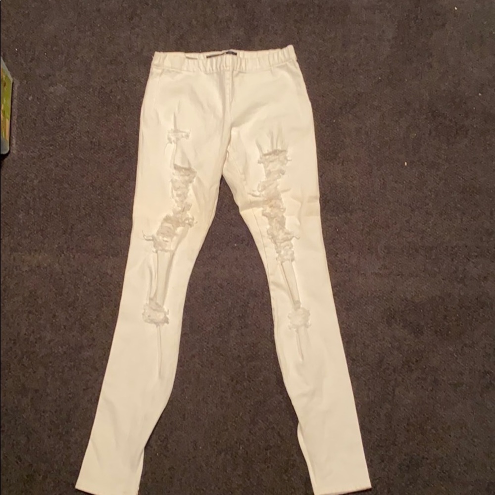 White ripped jeans
